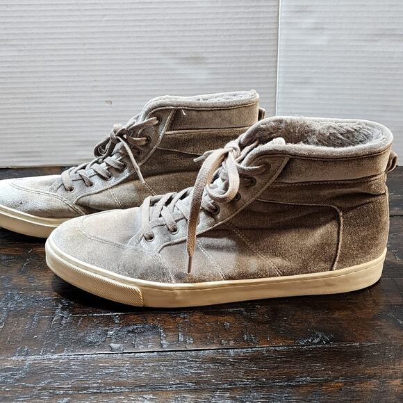 Old navy Grey suede faux fur high top sneakers size 10‎ - Picture 2 of 8
